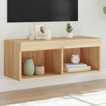 Stylish TV Cabinet with LED Lights - Sonoma Oak