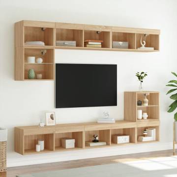 Stylish TV Cabinet with LED Lights - Sonoma Oak