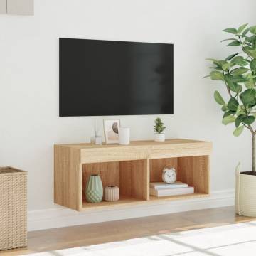 Stylish TV Cabinet with LED Lights - Sonoma Oak