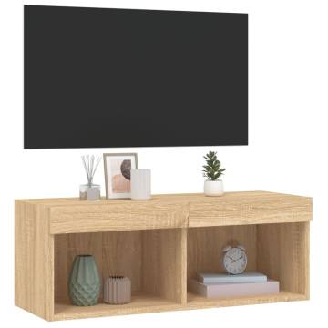 Stylish TV Cabinet with LED Lights - Sonoma Oak