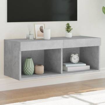 Stylish TV Cabinet with LED Lights - Concrete Grey 80x30x30 cm