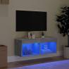 Stylish TV Cabinet with LED Lights - Concrete Grey 80x30x30 cm