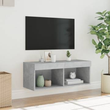 Stylish TV Cabinet with LED Lights - Concrete Grey 80x30x30 cm