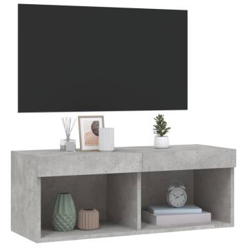 Stylish TV Cabinet with LED Lights - Concrete Grey 80x30x30 cm