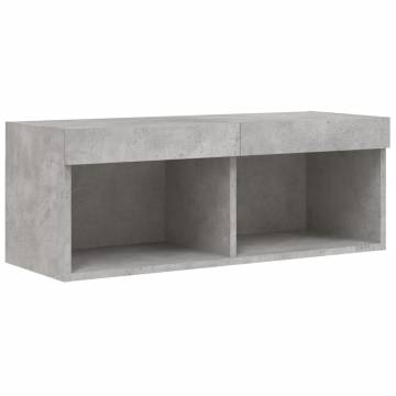 Stylish TV Cabinet with LED Lights - Concrete Grey 80x30x30 cm