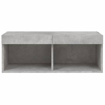 Stylish TV Cabinet with LED Lights - Concrete Grey 80x30x30 cm