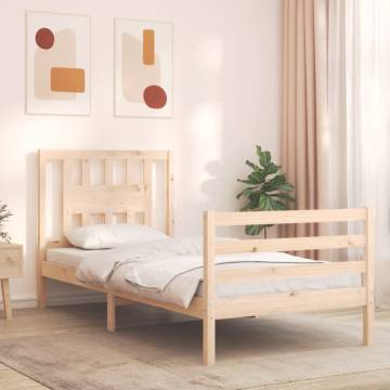 Solid Wood Bed Frame with Headboard - Single Size | HipoMarket