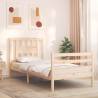 Bed Frame with Headboard Single Solid Wood Colour natural Size 90 x 190 cm 