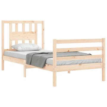 Solid Wood Bed Frame with Headboard - Single Size | HipoMarket