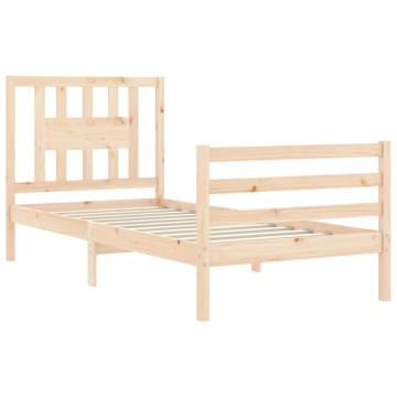 Solid Wood Bed Frame with Headboard - Single Size | HipoMarket