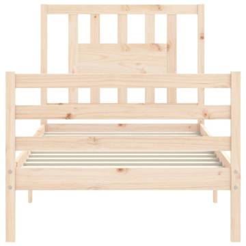 Solid Wood Bed Frame with Headboard - Single Size | HipoMarket