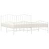 Elegant White Metal Bed Frame 200x200 cm with Headboard & Footboard