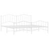 Elegant White Metal Bed Frame 200x200 cm with Headboard & Footboard