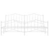 Elegant White Metal Bed Frame 200x200 cm with Headboard & Footboard