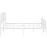 Elegant White Metal Bed Frame 200x200 cm with Headboard & Footboard