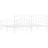 Elegant White Metal Bed Frame 200x200 cm with Headboard & Footboard