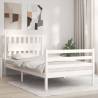 Bed Frame with Headboard White 100x200 cm Solid Wood Colour white Size 100 x 200 cm 