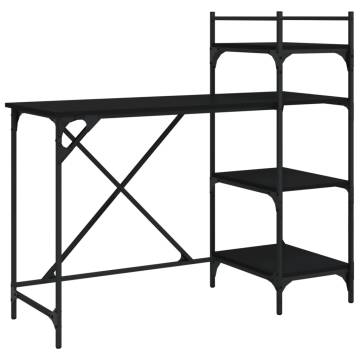 Black Computer Desk with Shelves - 120x47x109 cm