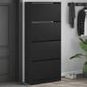 Shoe Cabinet with 4 Flip-Drawers - Modern Black Storage