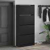 Shoe Cabinet with 4 Flip-Drawers - Modern Black Storage