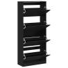 Shoe Cabinet with 4 Flip-Drawers - Modern Black Storage