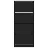 Shoe Cabinet with 4 Flip-Drawers - Modern Black Storage