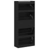 Shoe Cabinet with 4 Flip-Drawers - Modern Black Storage