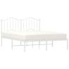 Elegant White Metal Bed Frame with Headboard - King Size