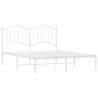 Elegant White Metal Bed Frame with Headboard - King Size