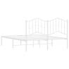 Elegant White Metal Bed Frame with Headboard - King Size