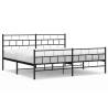 Metal Bed Frame with Headboard & Footboard - Black 193x203 cm