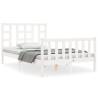 White Small Double Bed Frame with Headboard - Solid Wood