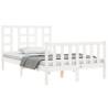 White Small Double Bed Frame with Headboard - Solid Wood