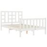 White Small Double Bed Frame with Headboard - Solid Wood