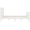 White Small Double Bed Frame with Headboard - Solid Wood