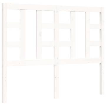 White Small Double Bed Frame with Headboard - Solid Wood