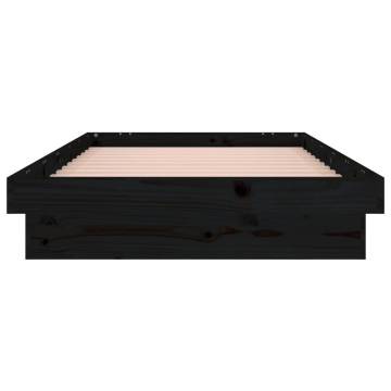 LED Bed Frame Black 90x190 cm - Solid Wood & Colourful Lights