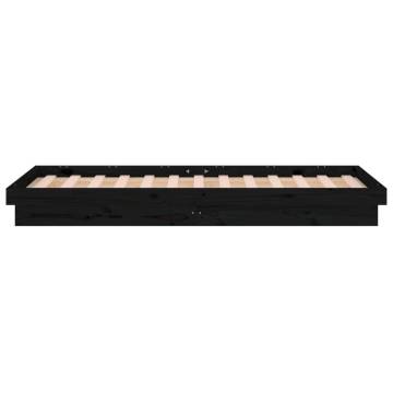 LED Bed Frame Black 90x190 cm - Solid Wood & Colourful Lights