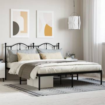 Metal Bed Frame with Headboard Black - 160x200 cm | Hipomarket UK