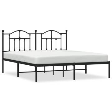 Metal Bed Frame with Headboard Black - 160x200 cm | Hipomarket UK