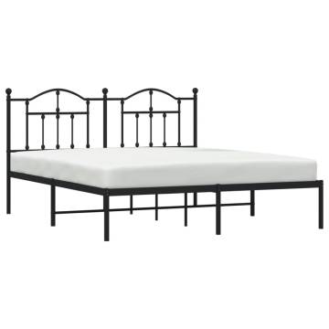 Metal Bed Frame with Headboard Black - 160x200 cm | Hipomarket UK