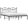 Metal Bed Frame with Headboard Black - 160x200 cm | Hipomarket UK