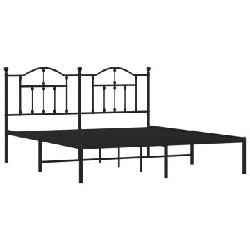 Metal Bed Frame with Headboard Black - 160x200 cm | Hipomarket UK