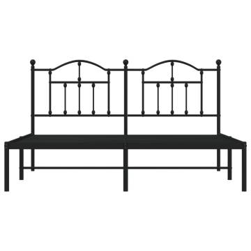 Metal Bed Frame with Headboard Black - 160x200 cm | Hipomarket UK