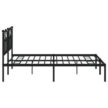 Metal Bed Frame with Headboard Black - 160x200 cm | Hipomarket UK