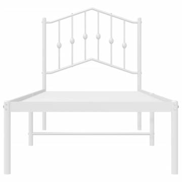 Metal Bed Frame with Headboard White 75x190 cm - Hipomarket