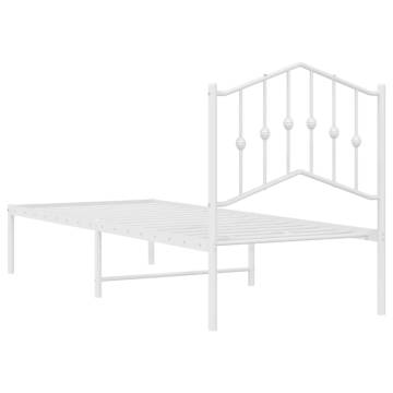 Metal Bed Frame with Headboard White 75x190 cm - Hipomarket