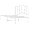 Metal Bed Frame with Headboard White 75x190 cm - Hipomarket