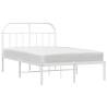 Elegant White Metal Bed Frame with Headboard - 135x190 cm Double