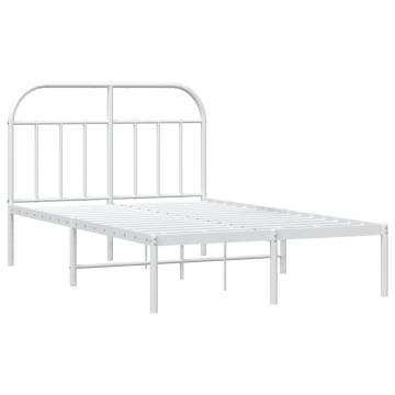 Elegant White Metal Bed Frame with Headboard - 135x190 cm Double